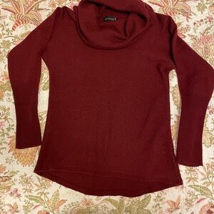 Nanette Lepore Burgandy Merino Wool Cowl Neck Sweater